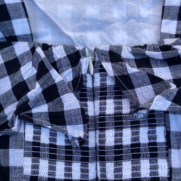 J Crew Black and White Gingham Ruffle Dress Size 10 - Picture 6 of 8